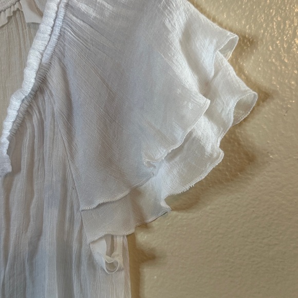 NAIF Flutter Sleeve White Mini Dress - Picture 5 of 5